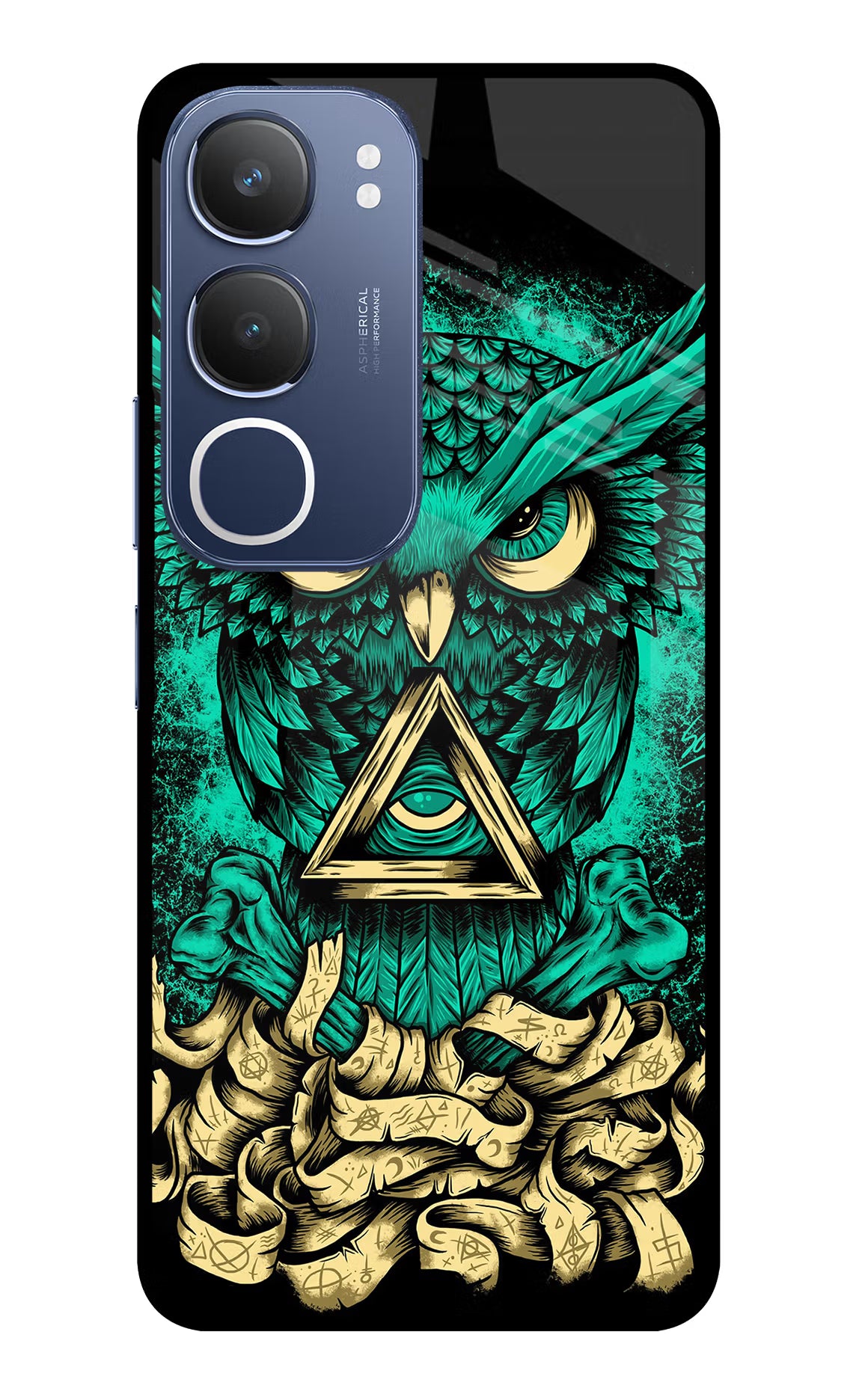 Green Owl Vivo Y29 5G Glass Case Back Cover by Casekaro