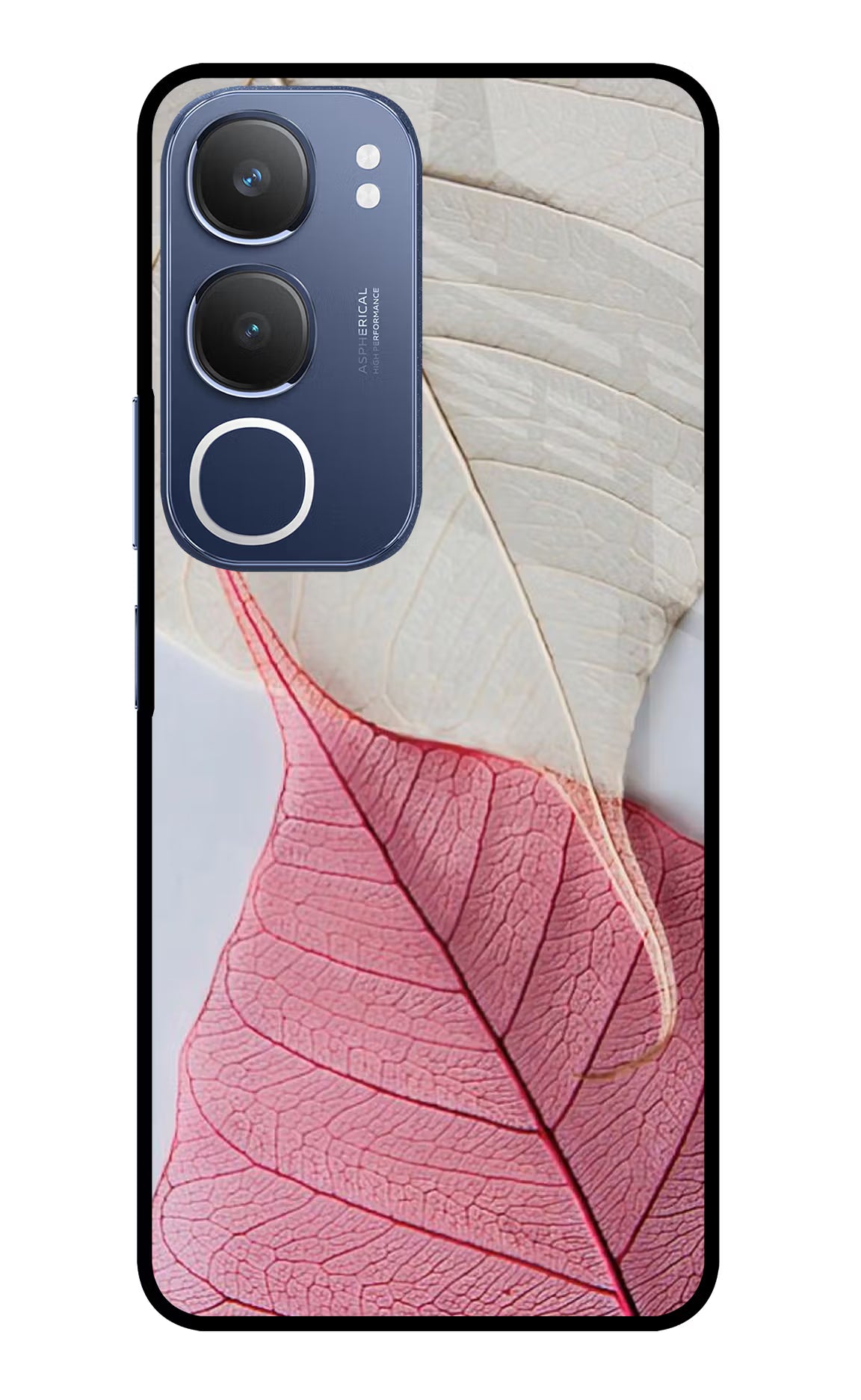 White Pink Leaf Vivo Y29 5G Glass Case