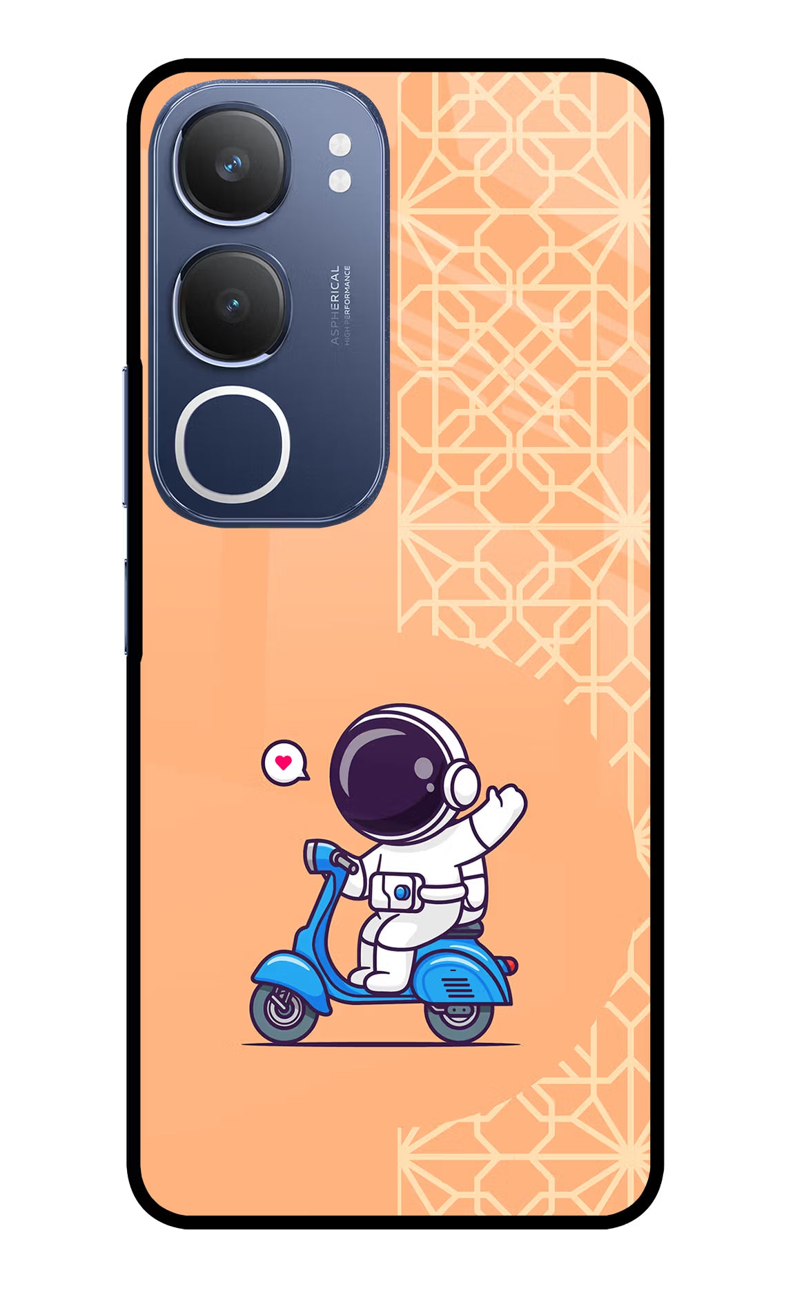 Cute Astronaut Riding Vivo Y29 5G Glass Case Back Cover by Casekaro