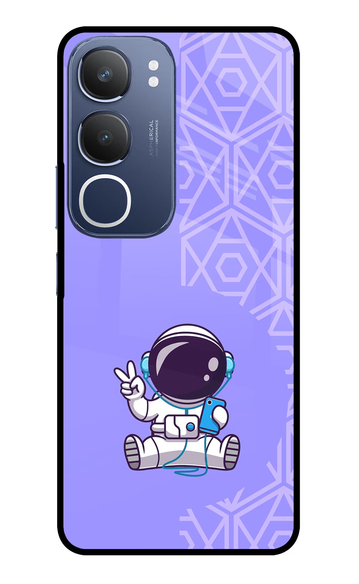Cute Astronaut Chilling Vivo Y29 5G Glass Case Back Cover by Casekaro