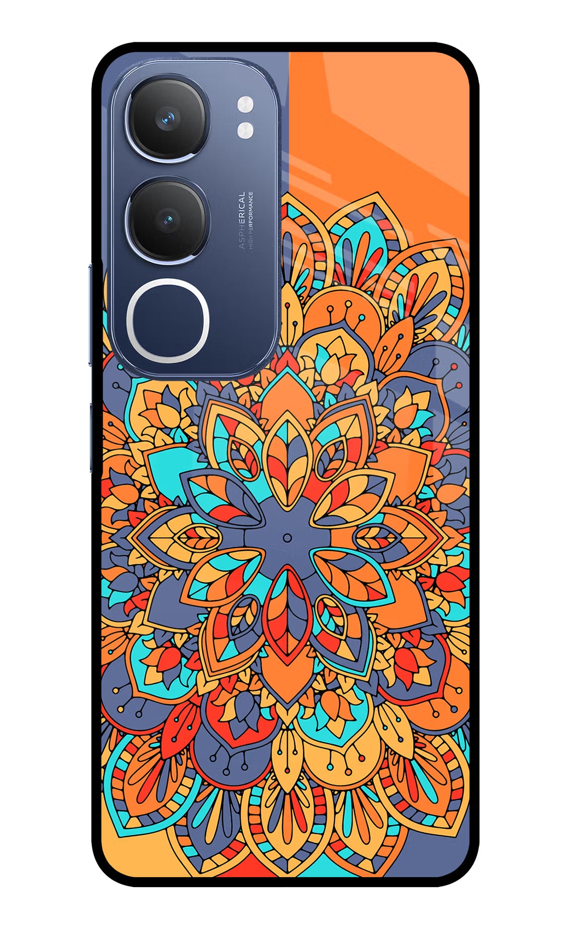Color Mandala Vivo Y29 5G Glass Case Back Cover by Casekaro