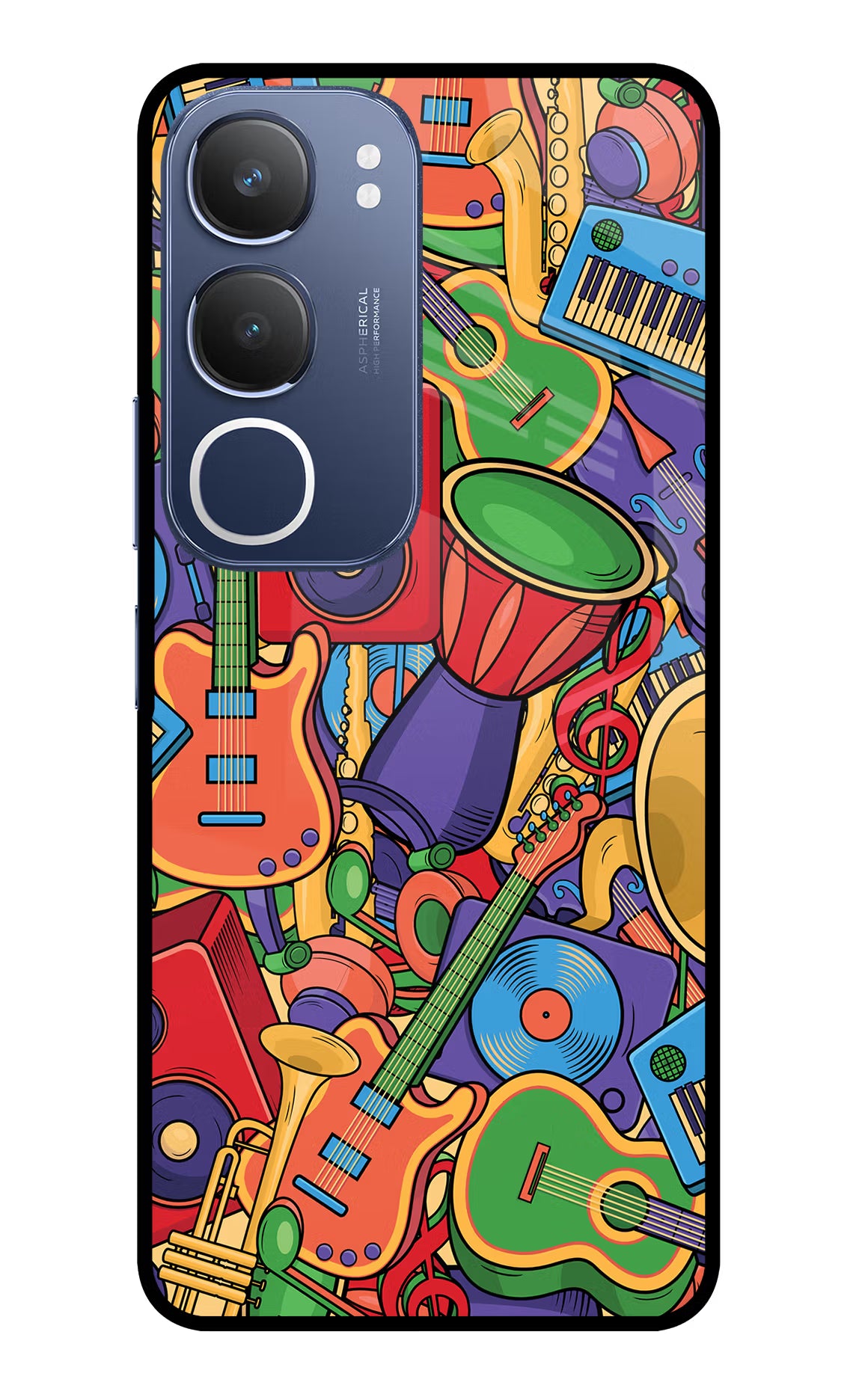 Music Instrument Doodle Vivo Y29 5G Glass Case Back Cover by Casekaro