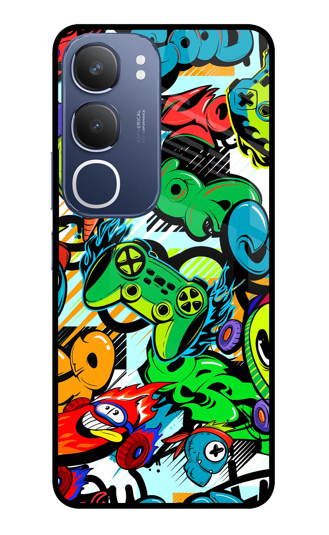 Game Doodle Vivo Y29 5G Glass Case Back Cover by Casekaro