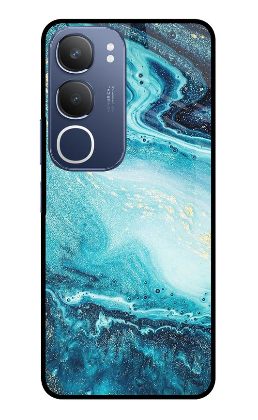 Blue Glitter Marble Vivo Y29 5G Glass Case