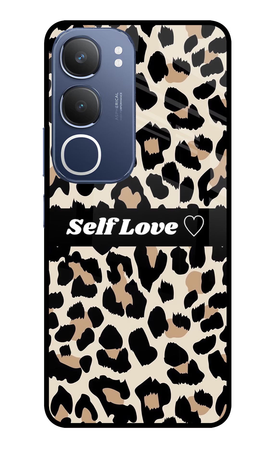 Leopard Print Self Love Vivo Y29 5G Glass Case Back Cover by Casekaro