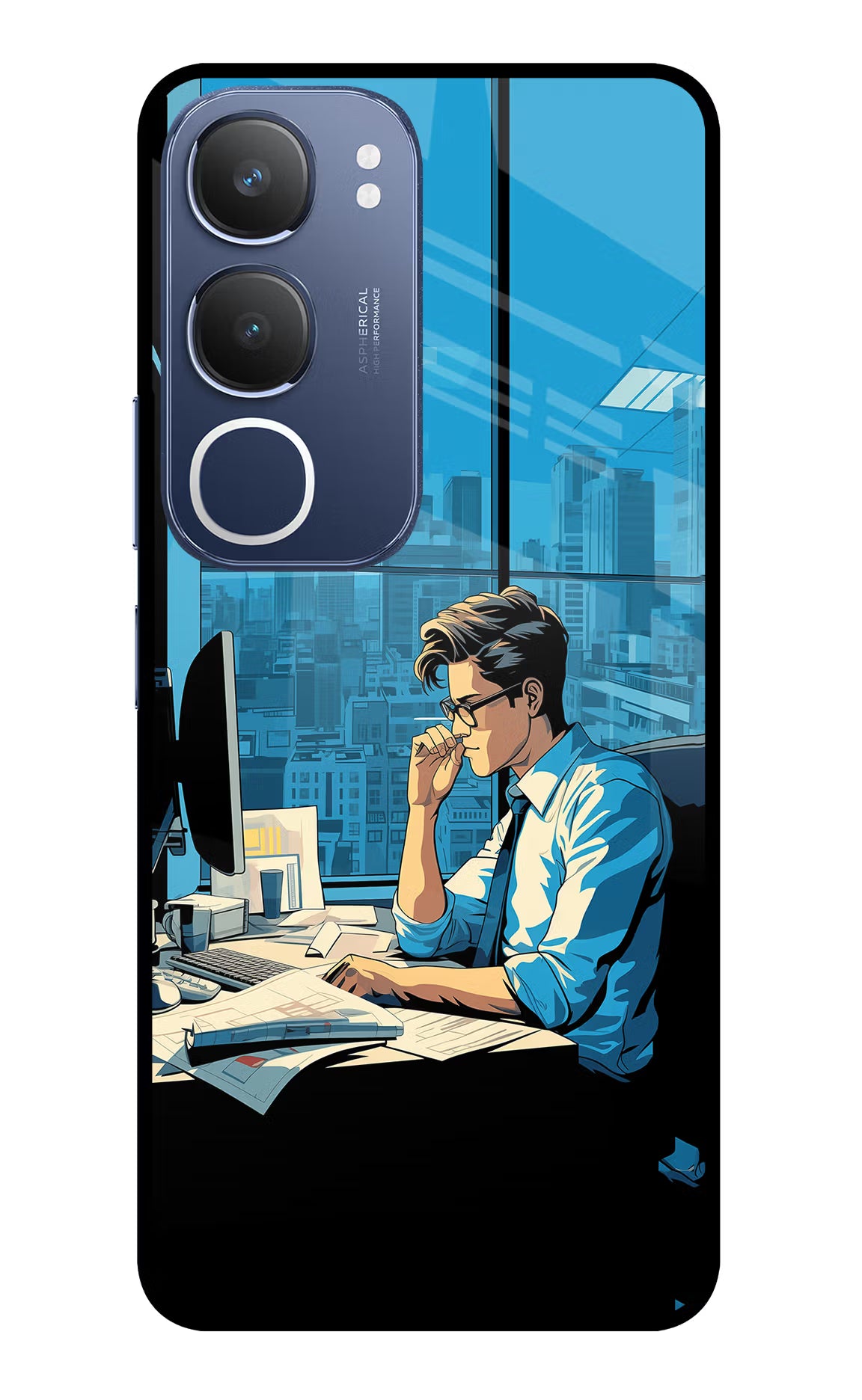 Focused Hustler (AI Generated) Vivo Y29 5G Glass Case Back Cover by Casekaro