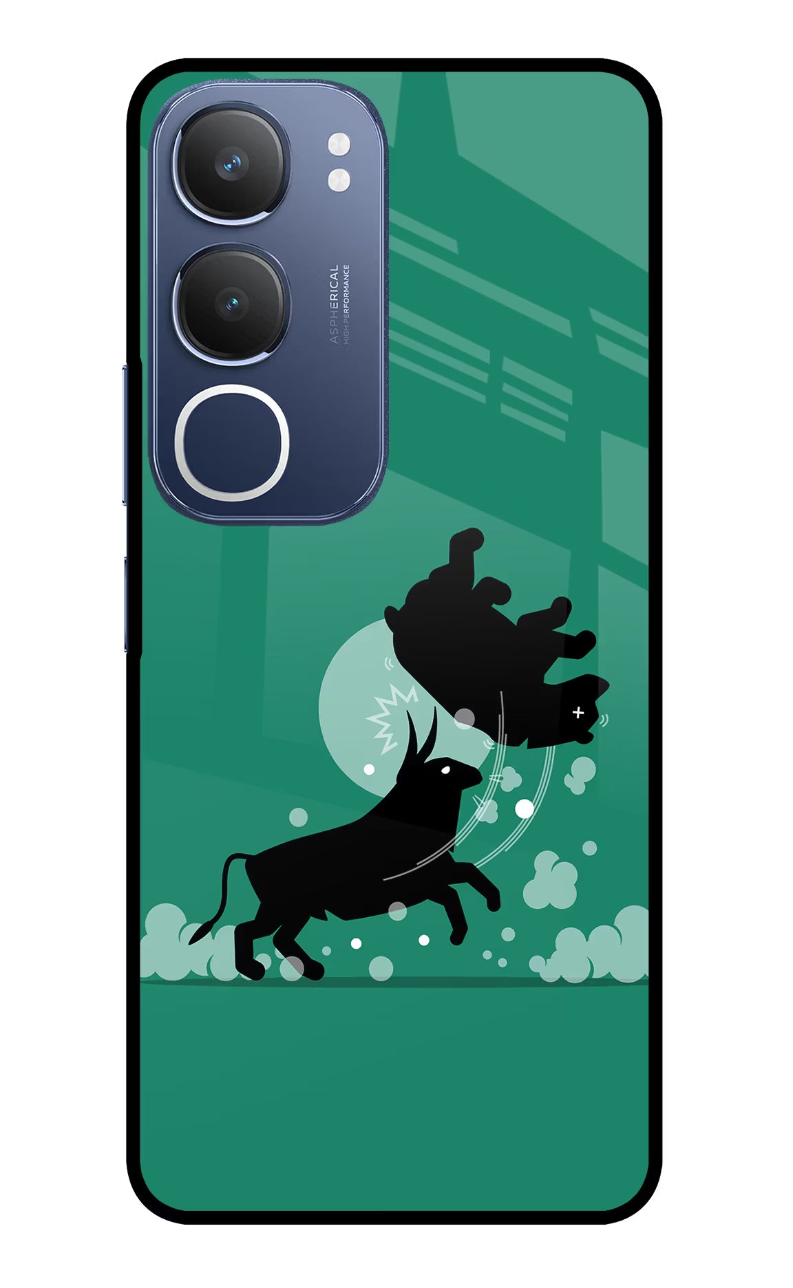 Bull Conqueror Vivo Y29 5G Glass Case Back Cover by Casekaro