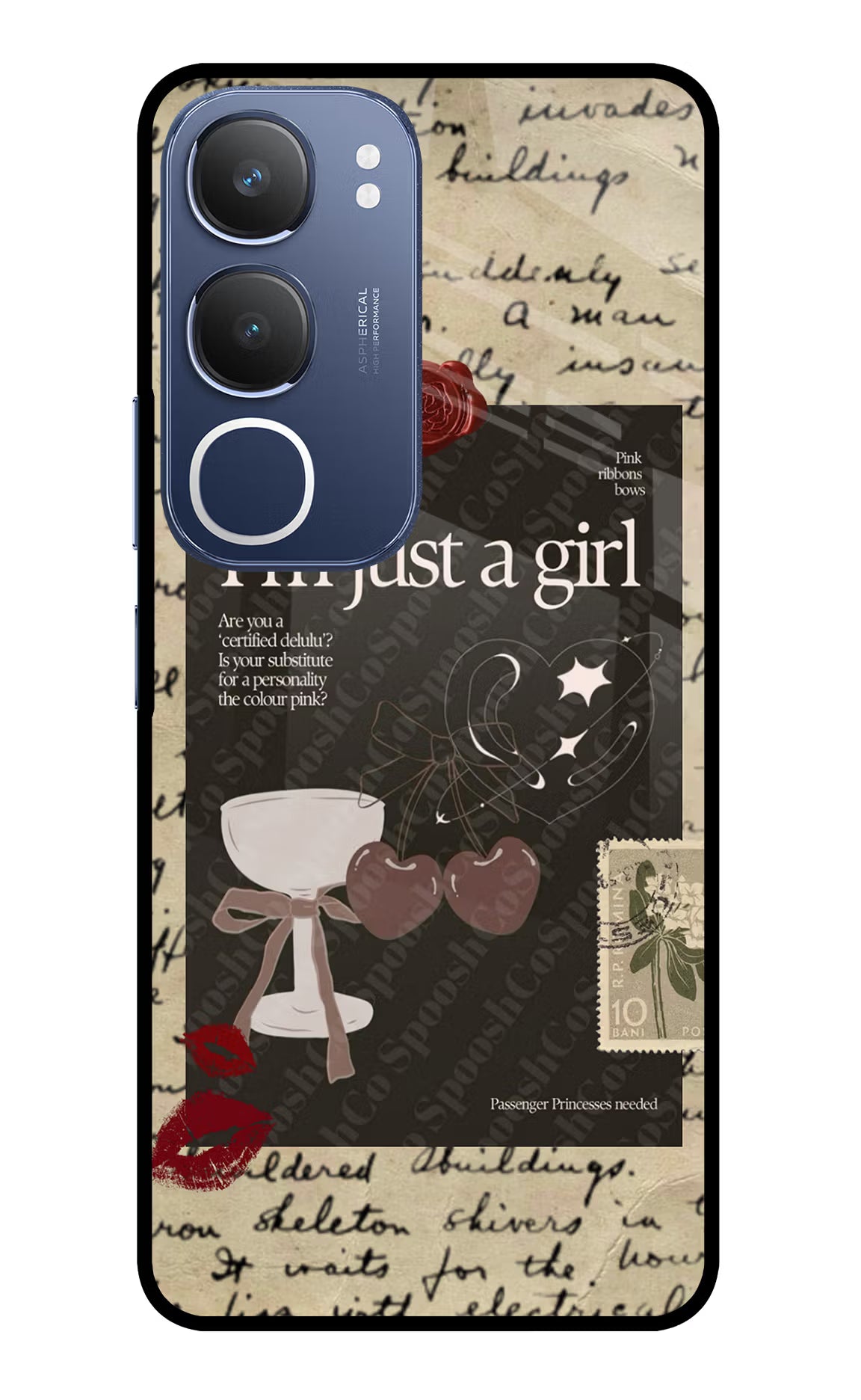 I am just a girl Vivo Y29 5G Glass Case Back Cover by Casekaro