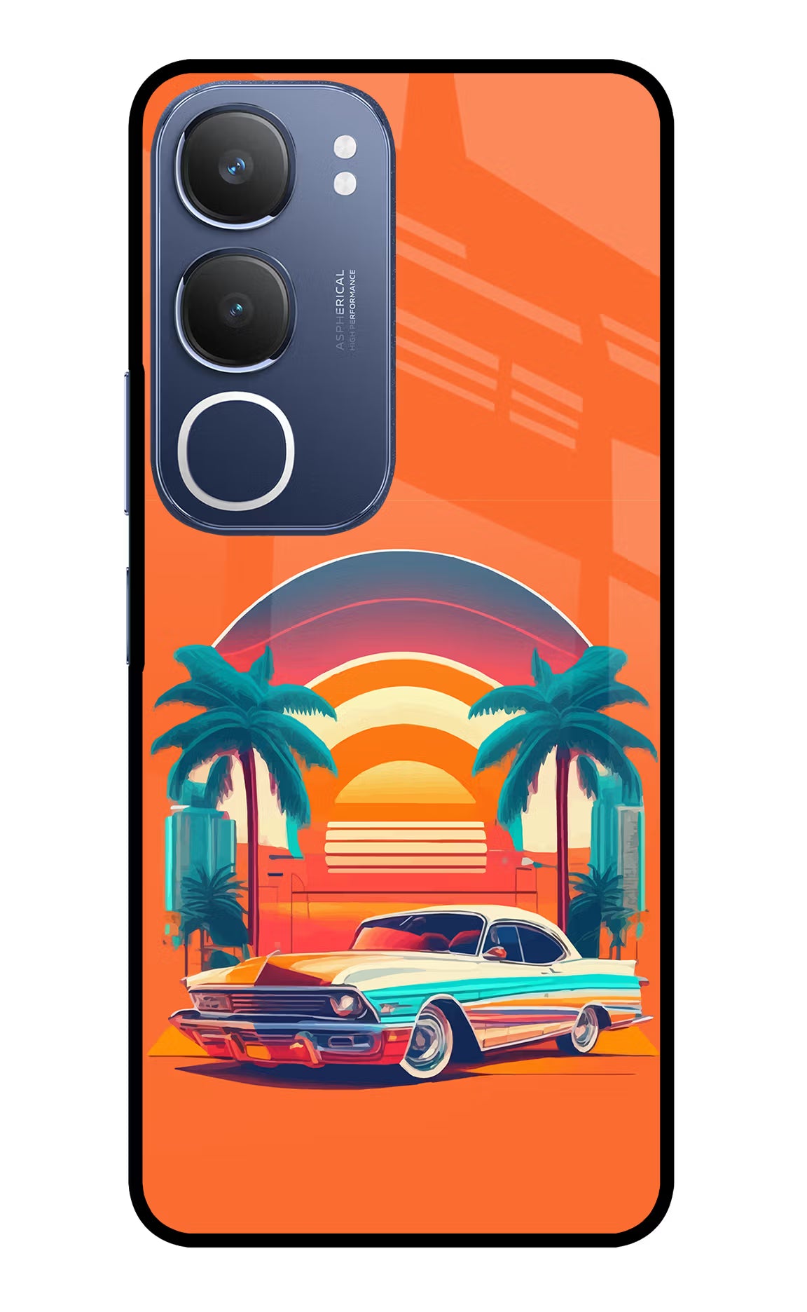 Palm Drive 80s Vivo Y29 5G Glass Case