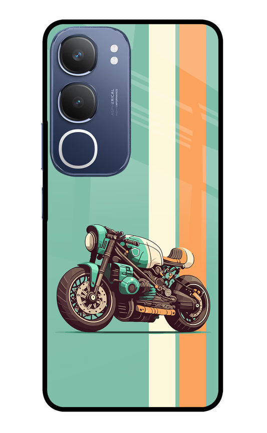 Striped Moto Drift Vivo Y29 5G Glass Case