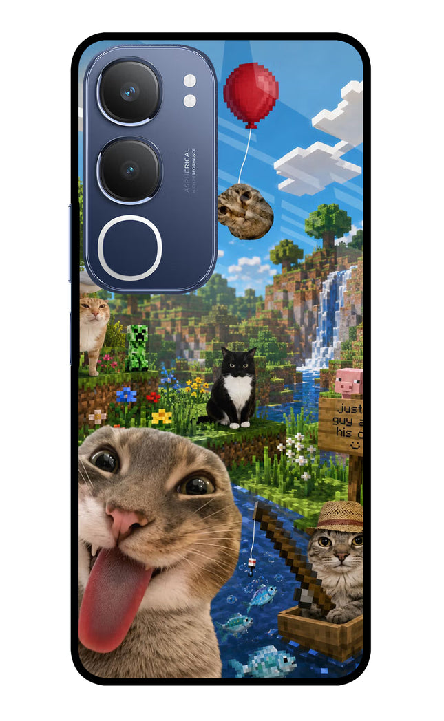 Minecraft Cat Chaos Vivo Y29 5G Glass Case