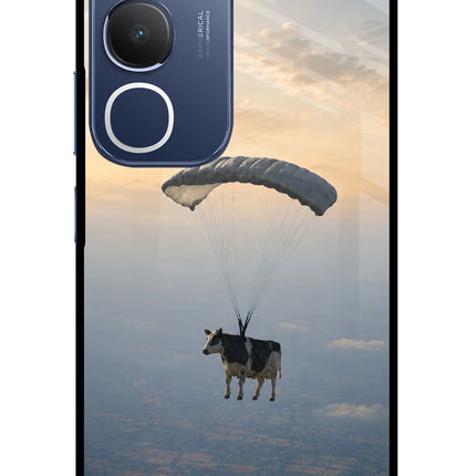 Skydiving Cow Vivo Y29 5G Glass Case
