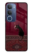 Midnight Cat Vivo Y29 5G Glass Case