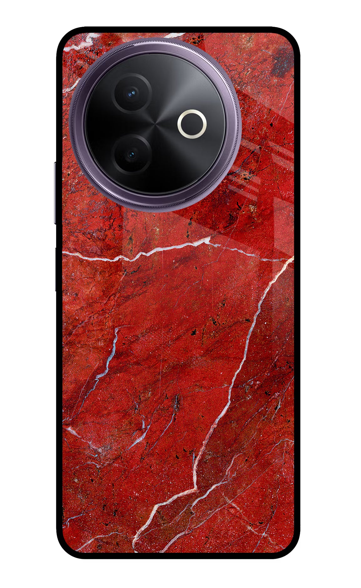 Red Marble Design Vivo Y39 5G Glass Case Back Cover by Casekaro