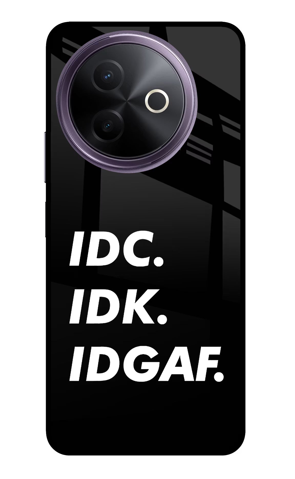 Idc Idk Idgaf Vivo Y39 5G Glass Case Back Cover by Casekaro