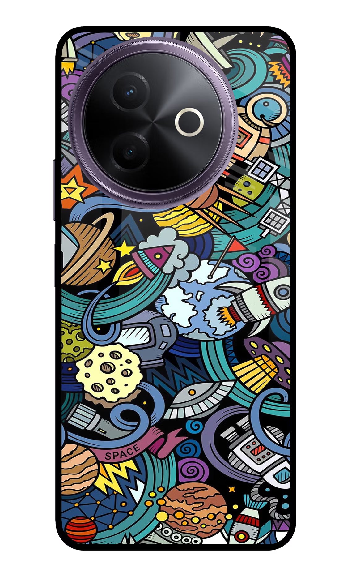 Space Abstract Vivo Y39 5G Glass Case Back Cover by Casekaro