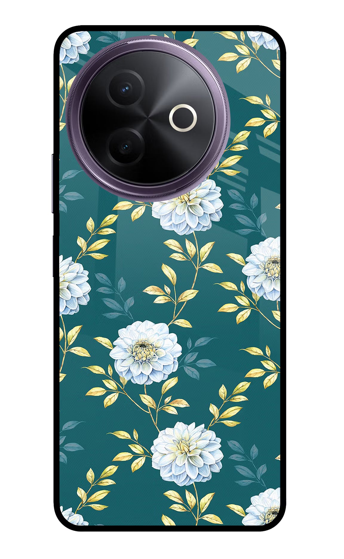 Flowers Vivo Y39 5G Glass Case Back Cover by Casekaro