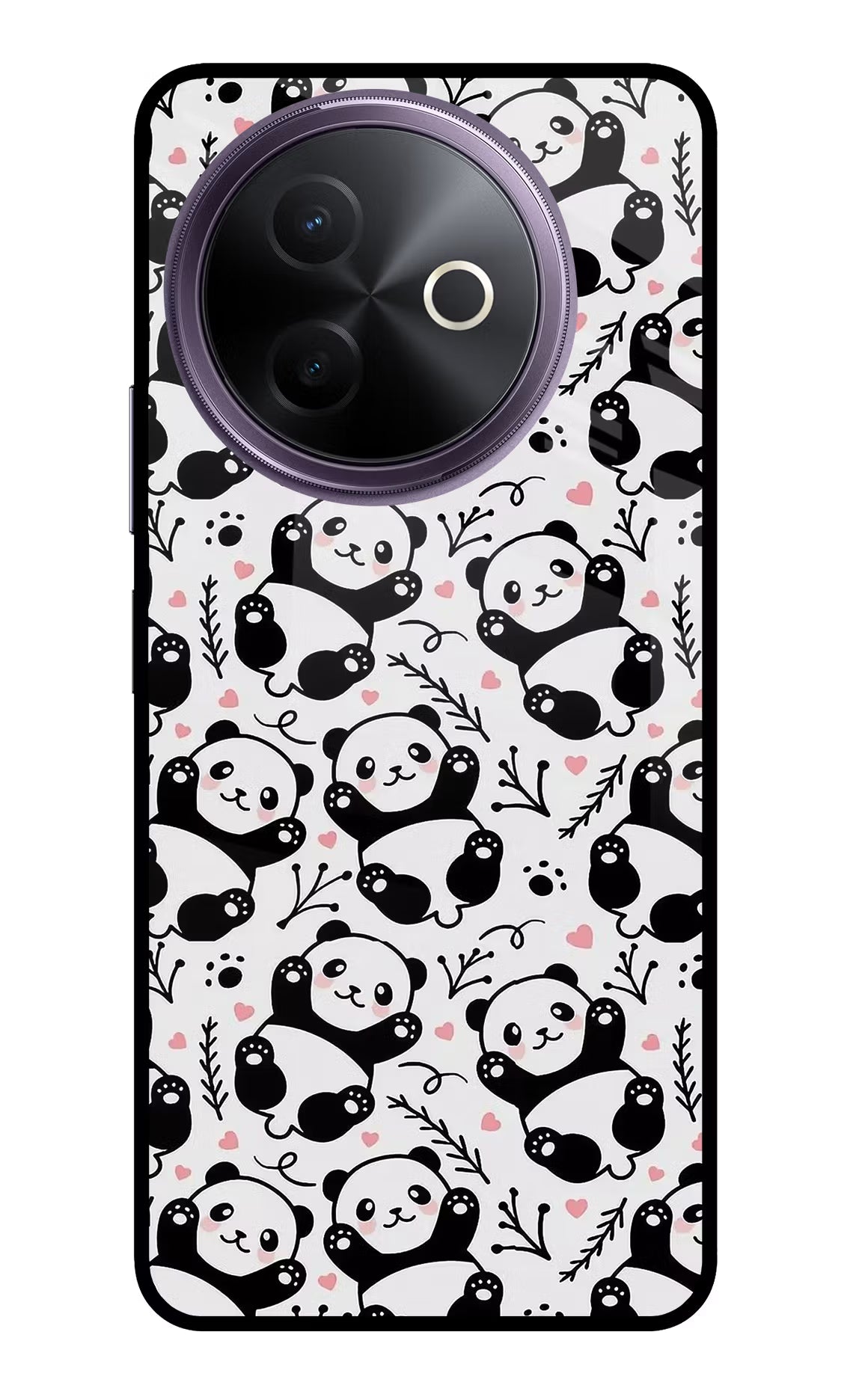 Cute Panda Vivo Y39 5G Glass Case Back Cover by Casekaro