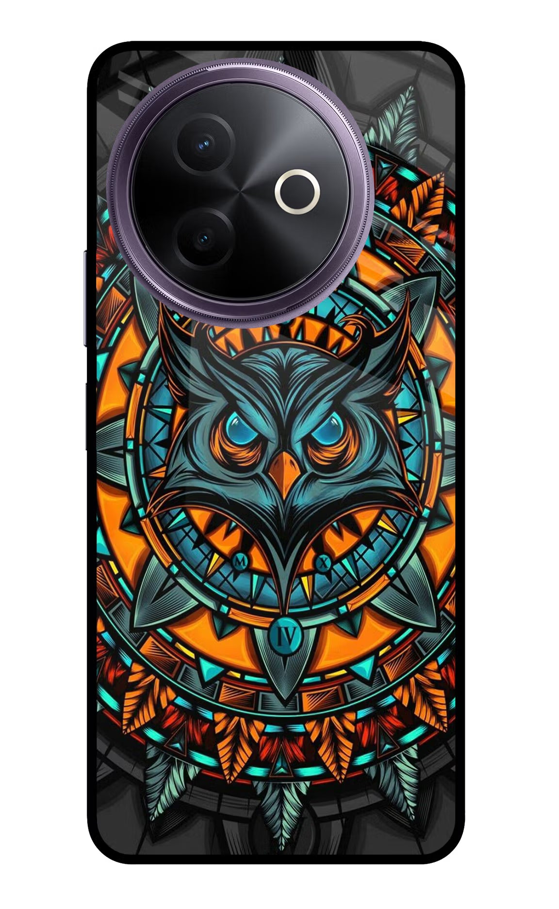 Angry Owl Art Vivo Y39 5G Glass Case Back Cover by Casekaro