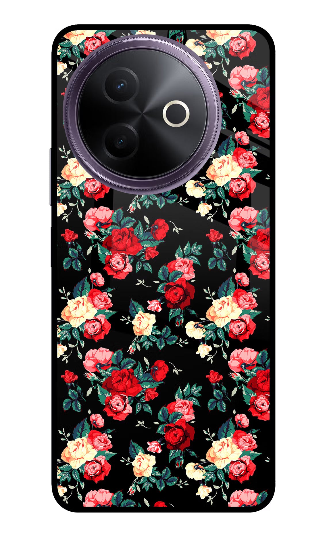 Rose Pattern Vivo Y39 5G Glass Case Back Cover by Casekaro