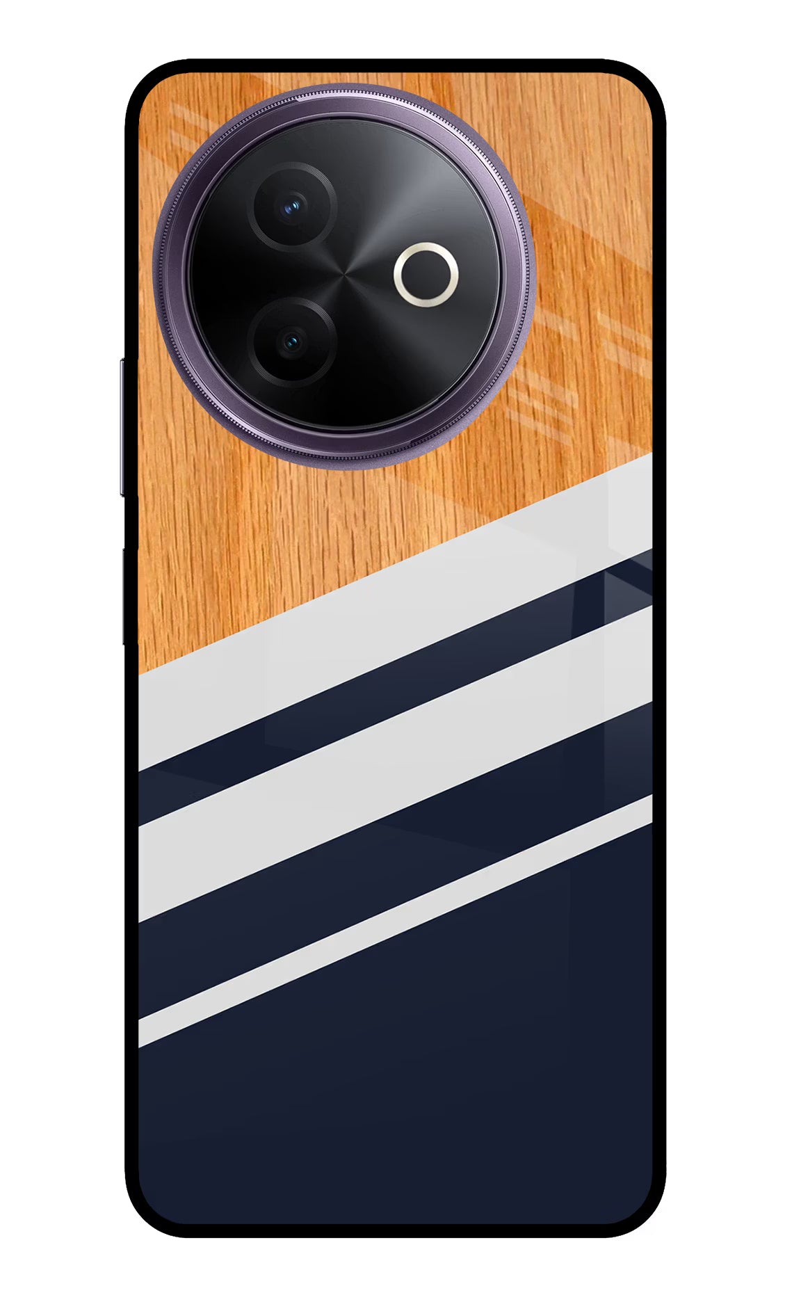 Blue and white wooden Vivo Y39 5G Glass Case Back Cover by Casekaro