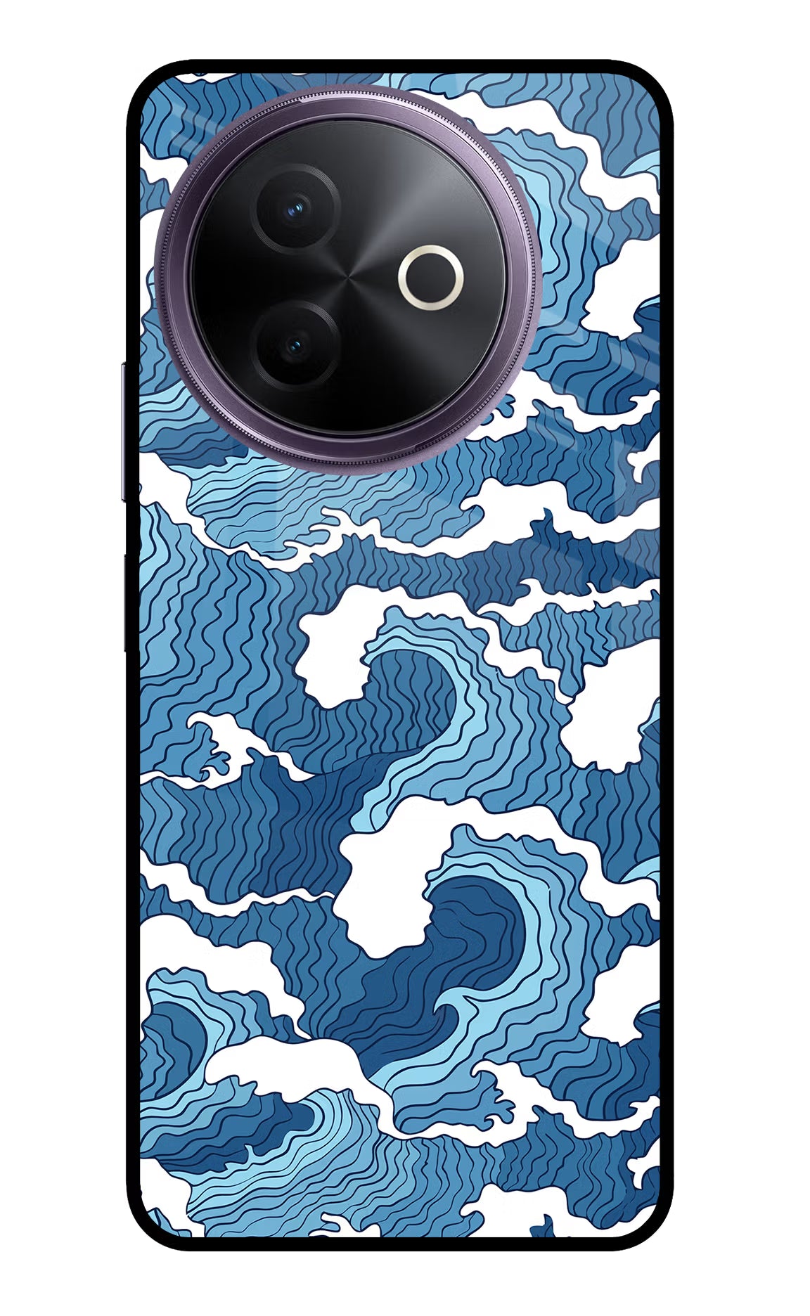 Blue Waves Vivo Y39 5G Glass Case Back Cover by Casekaro