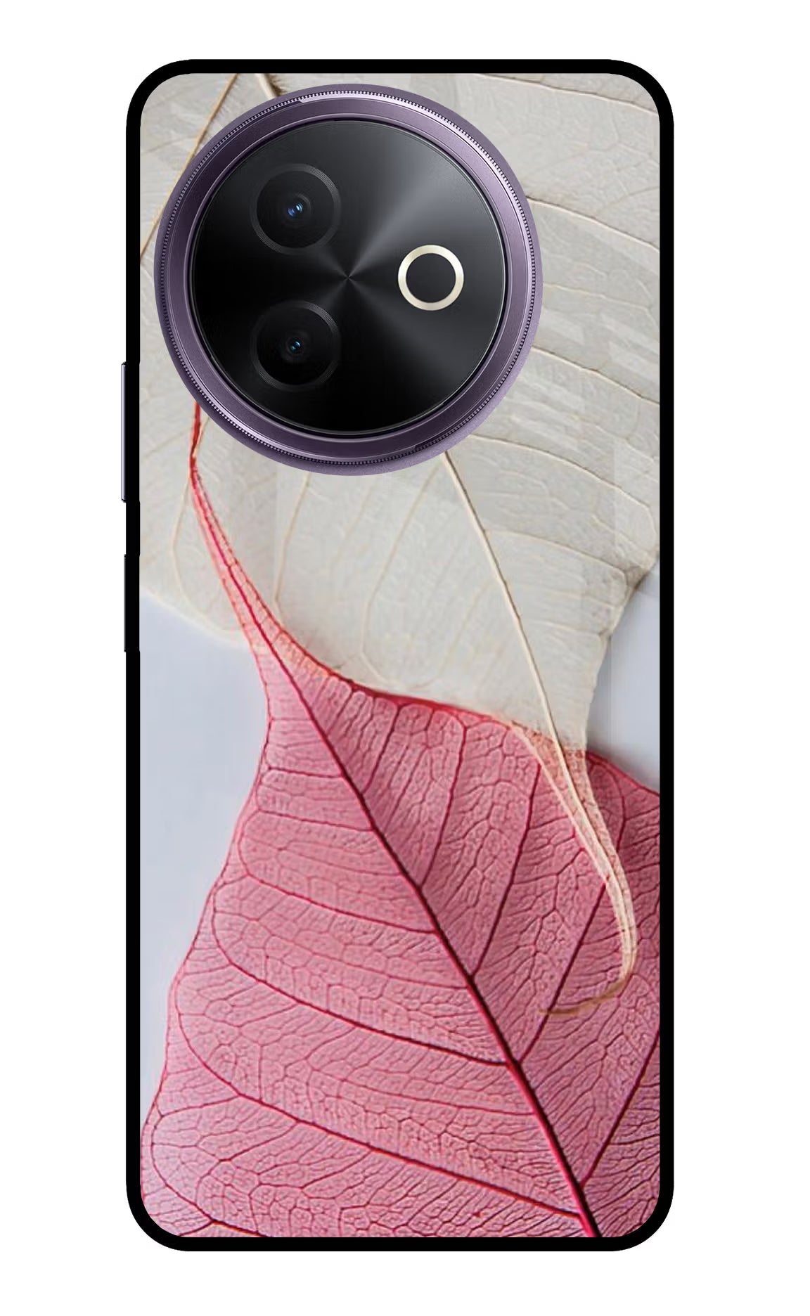 White Pink Leaf Vivo Y39 5G Glass Case