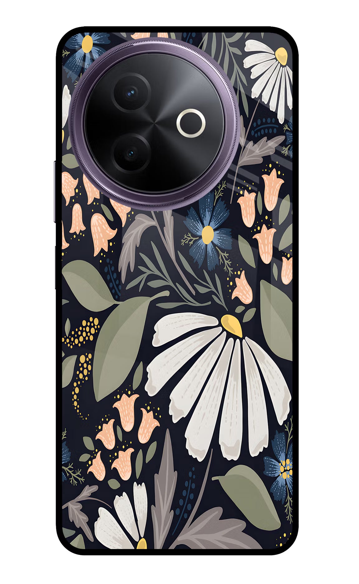 Flowers Art Vivo Y39 5G Glass Case Back Cover by Casekaro