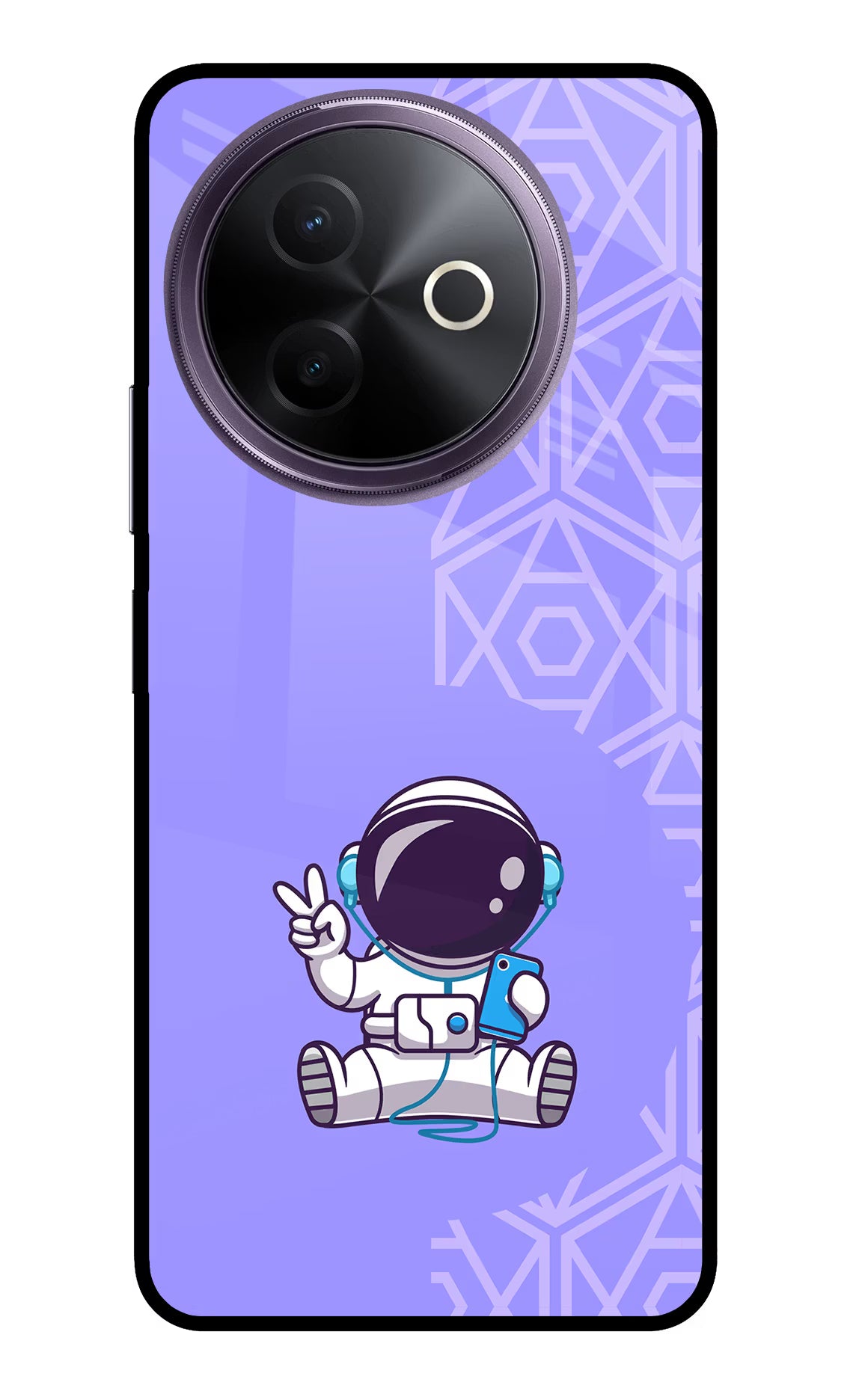 Cute Astronaut Chilling Vivo Y39 5G Glass Case Back Cover by Casekaro
