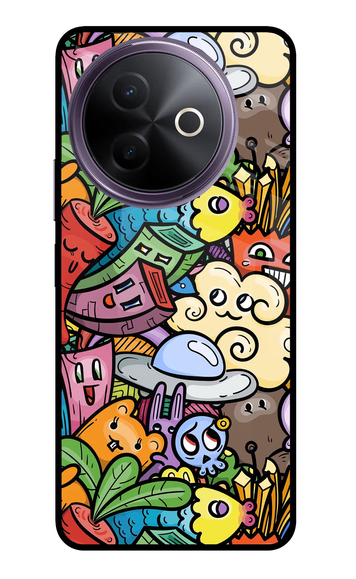 Veggie Doodle Vivo Y39 5G Glass Case Back Cover by Casekaro
