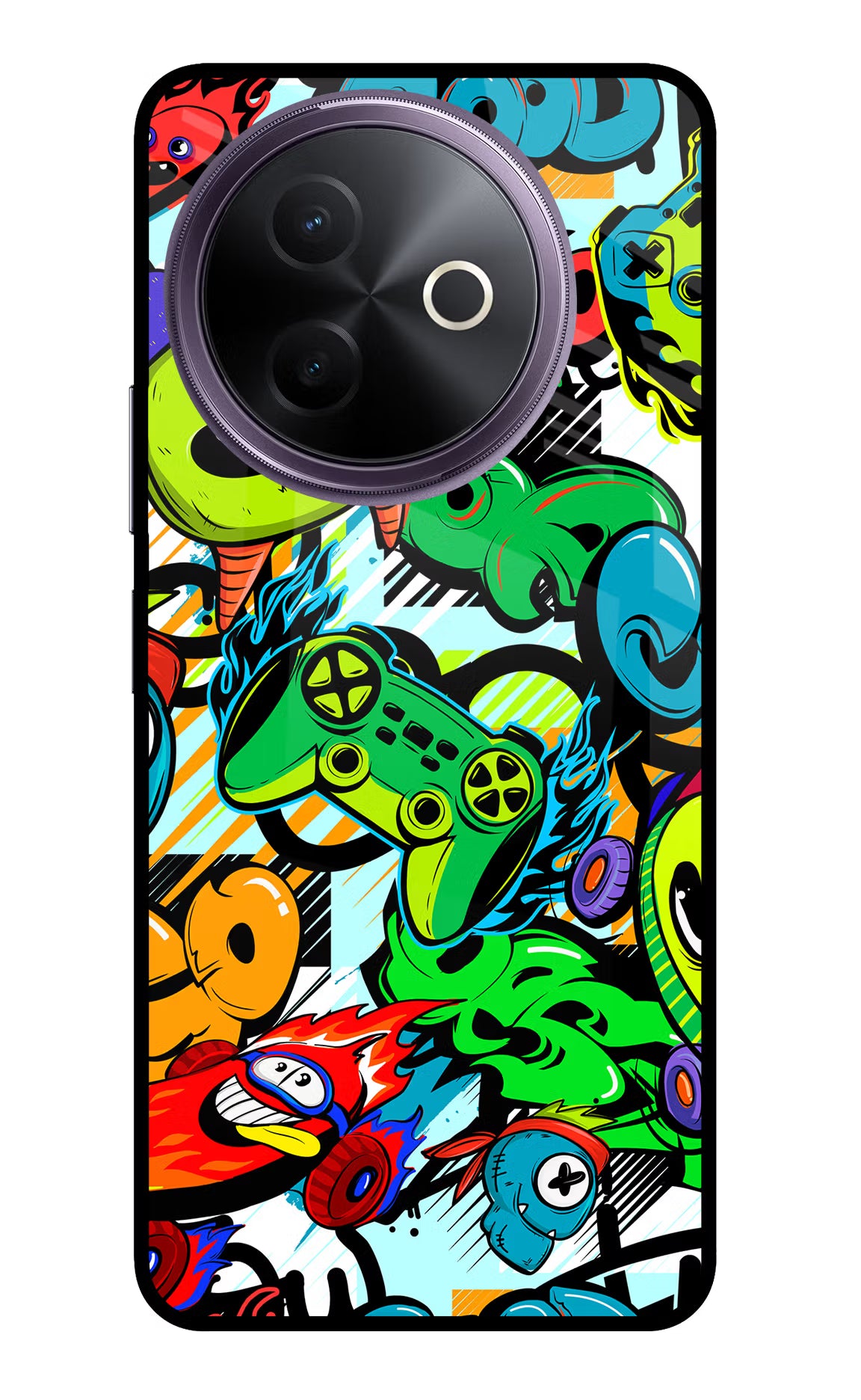 Game Doodle Vivo Y39 5G Glass Case Back Cover by Casekaro