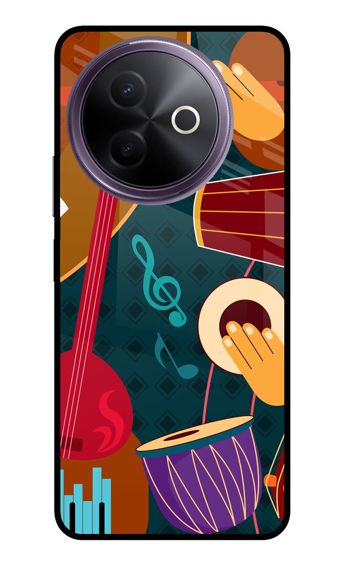 Music Instrument Vivo Y39 5G Glass Case Back Cover by Casekaro