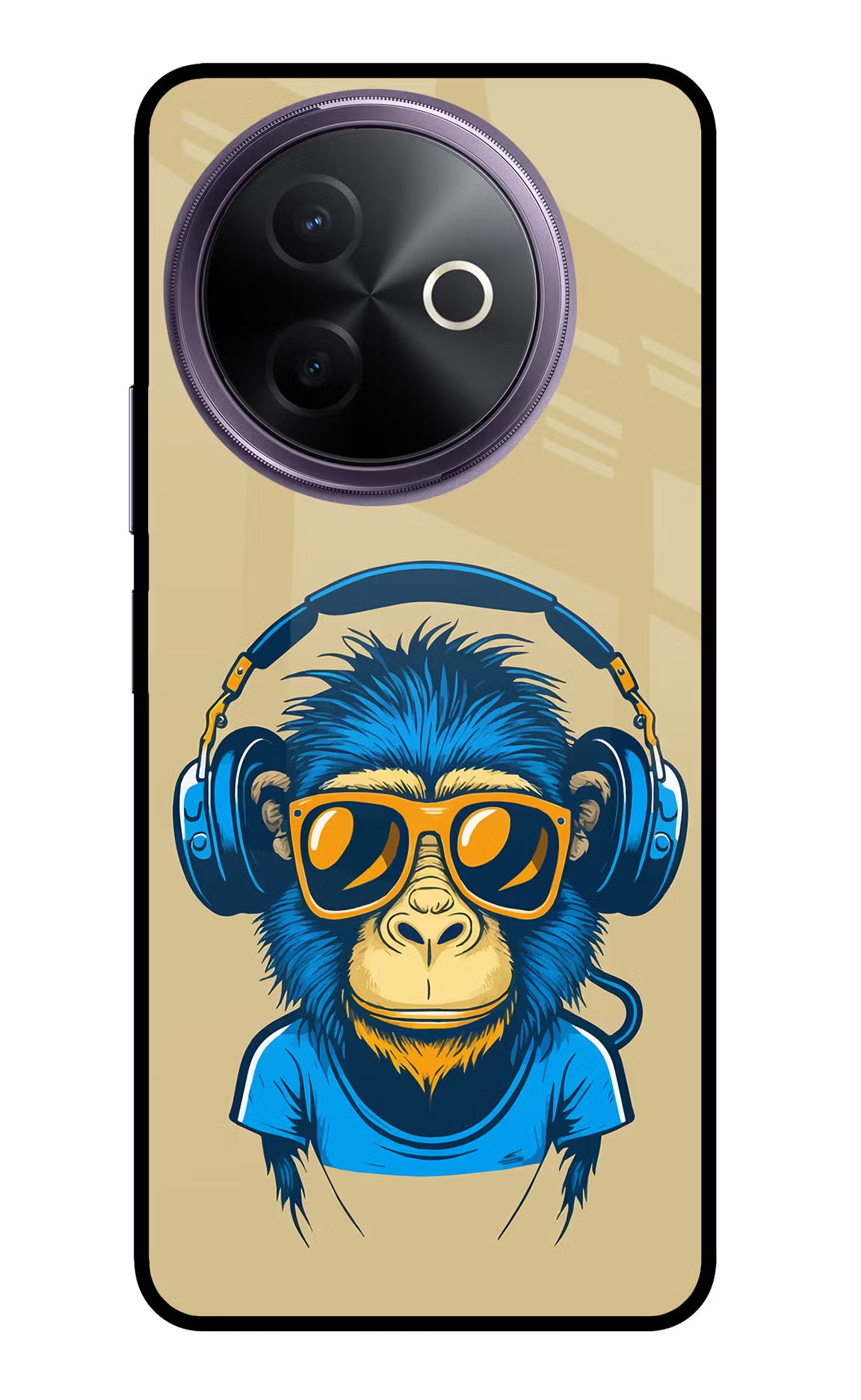 Monkey Headphone Vivo Y39 5G Glass Case Back Cover by Casekaro