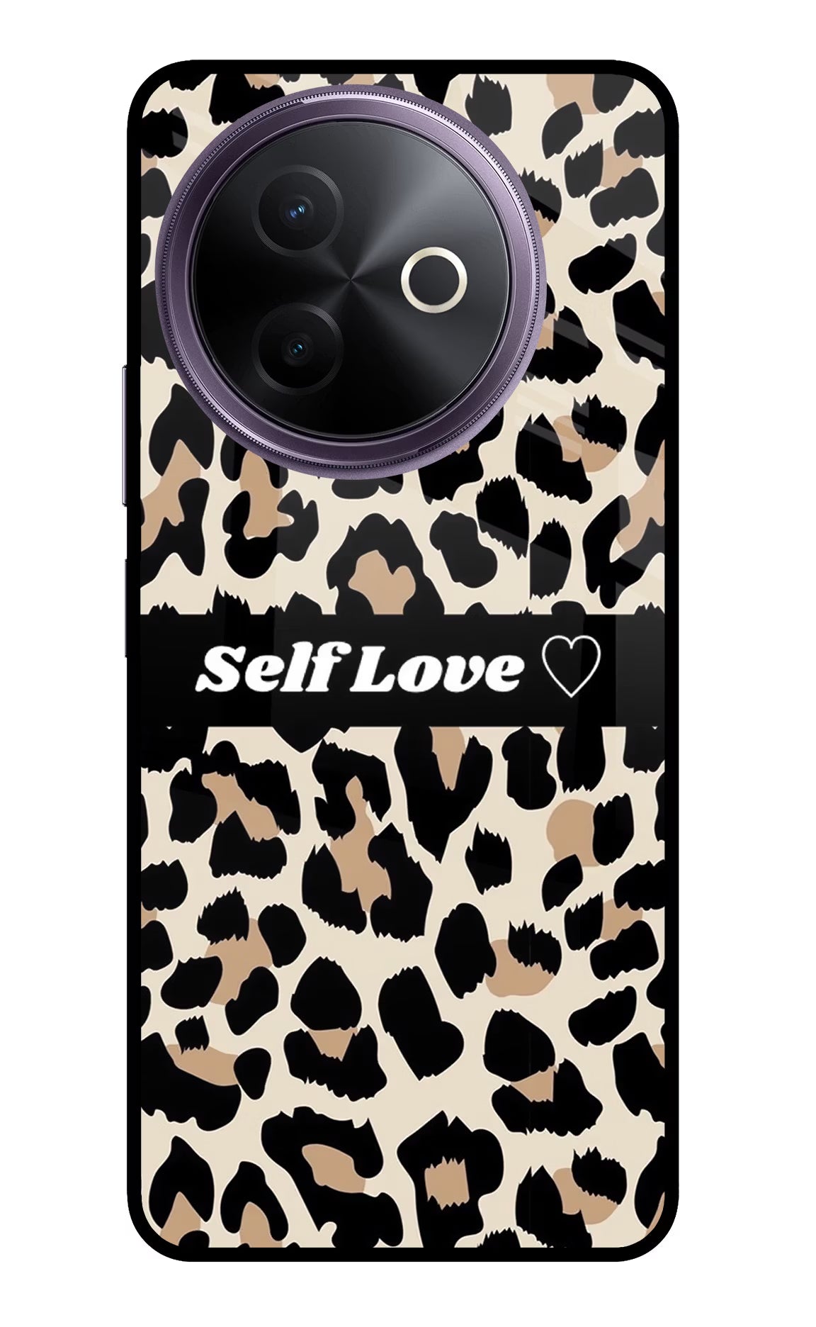 Leopard Print Self Love Vivo Y39 5G Glass Case Back Cover by Casekaro