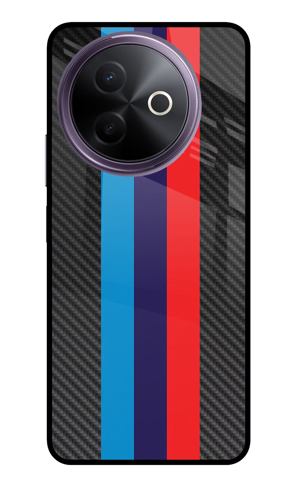 BMW Stripes Pattern Vivo Y39 5G Glass Case Back Cover by Casekaro