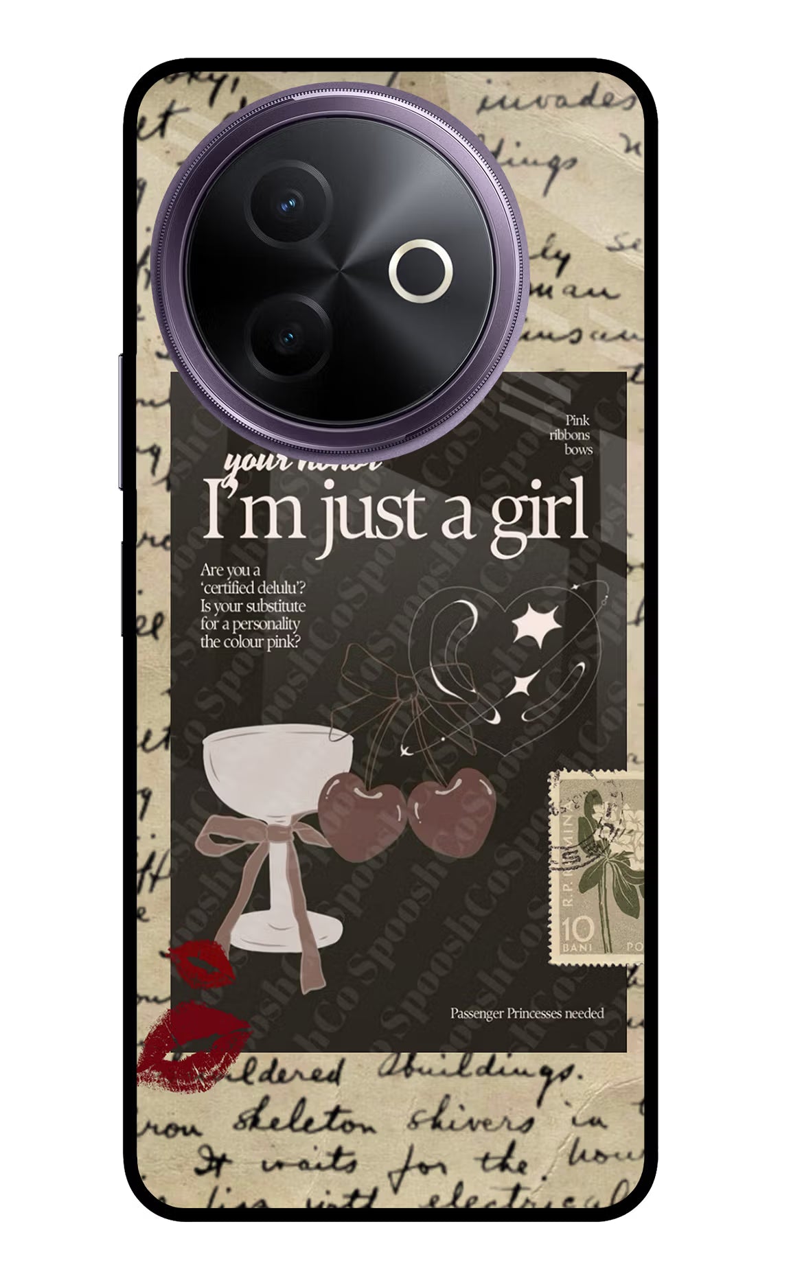 I am just a girl Vivo Y39 5G Glass Case Back Cover by Casekaro