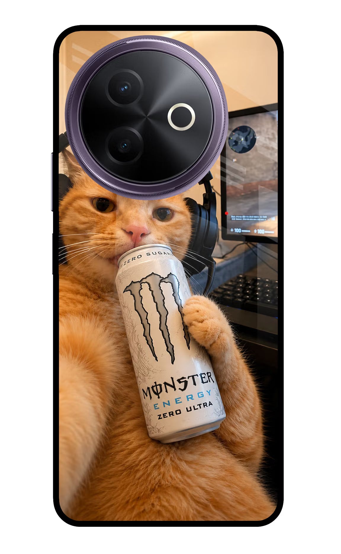 Gamer Cat Energy Vivo Y39 5G Glass Case