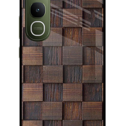 Wooden Cube Design Vivo Y400 5G Glass Case