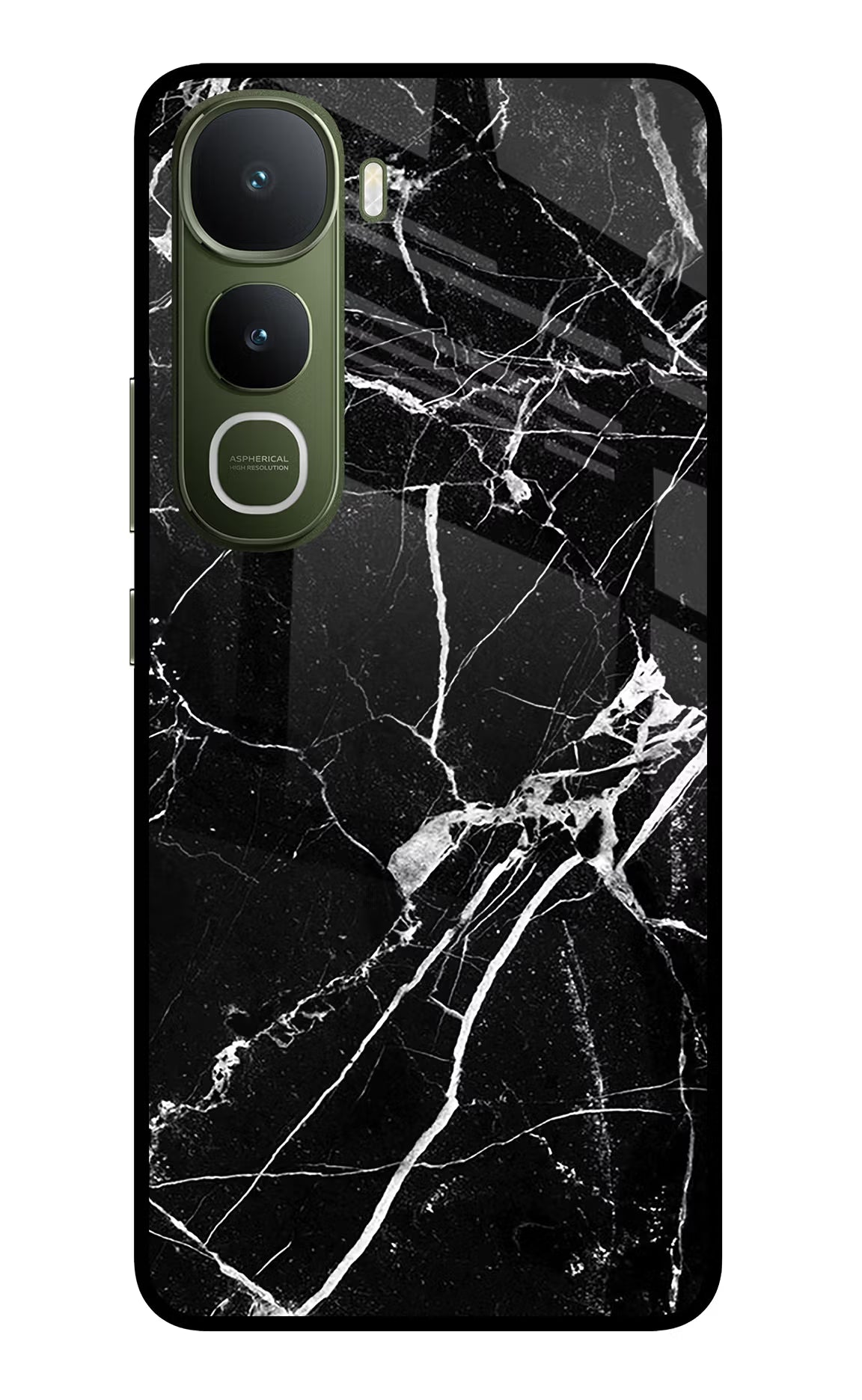 Black Marble Pattern Vivo Y400 5G Glass Case Back Cover by Casekaro