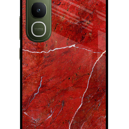 Red Marble Design Vivo Y400 5G Glass Case Back Cover by Casekaro