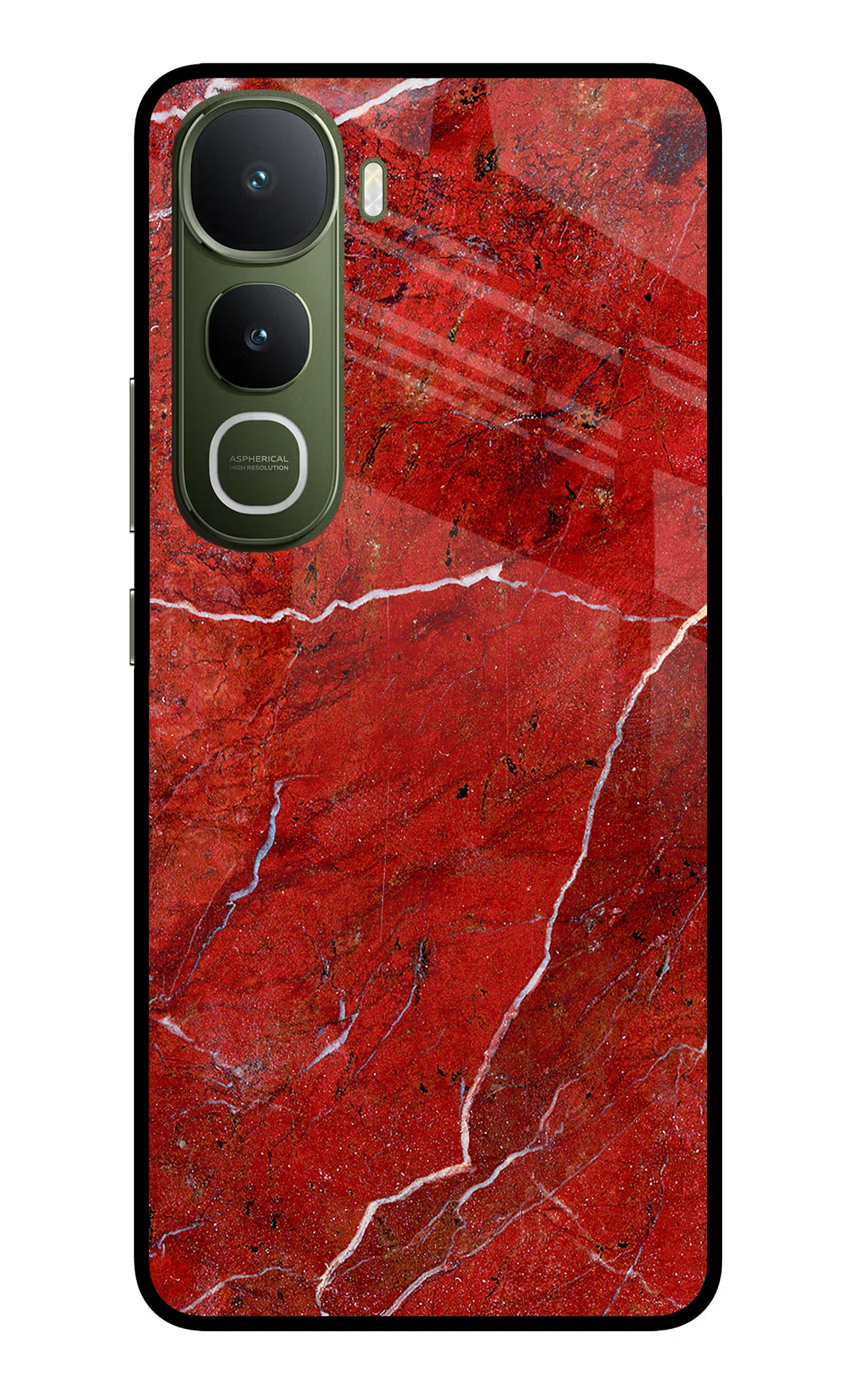 Red Marble Design Vivo Y400 5G Glass Case Back Cover by Casekaro