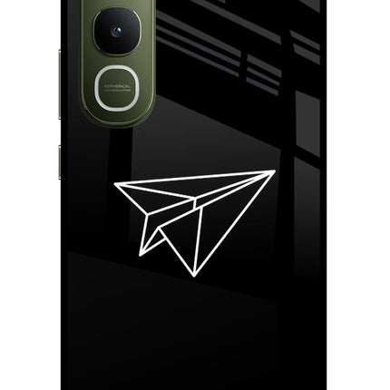 Paper Plane White Vivo Y400 5G Glass Case Back Cover by Casekaro