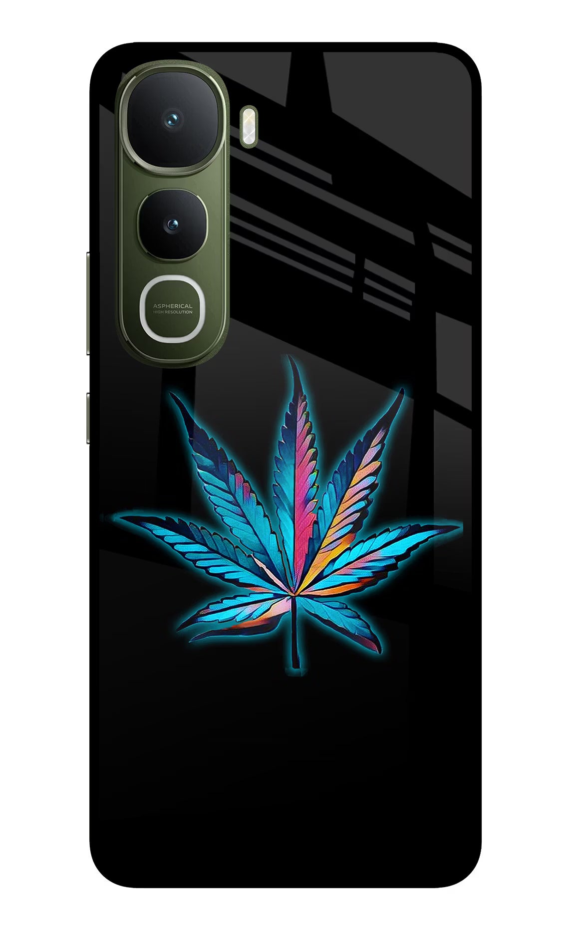 Weed Vivo Y400 5G Glass Case Back Cover by Casekaro