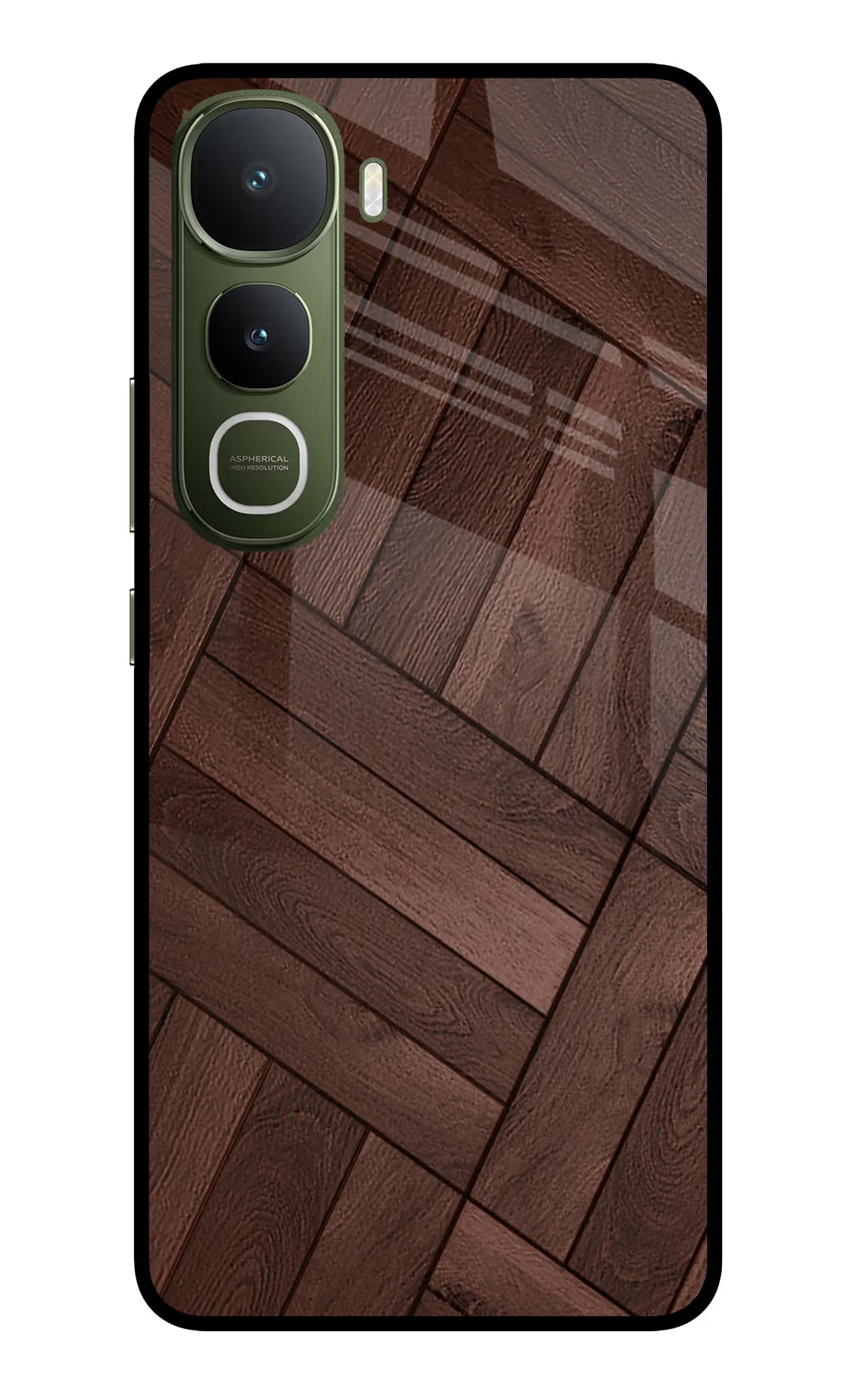 Wooden Texture Design Vivo Y400 5G Glass Case Back Cover by Casekaro