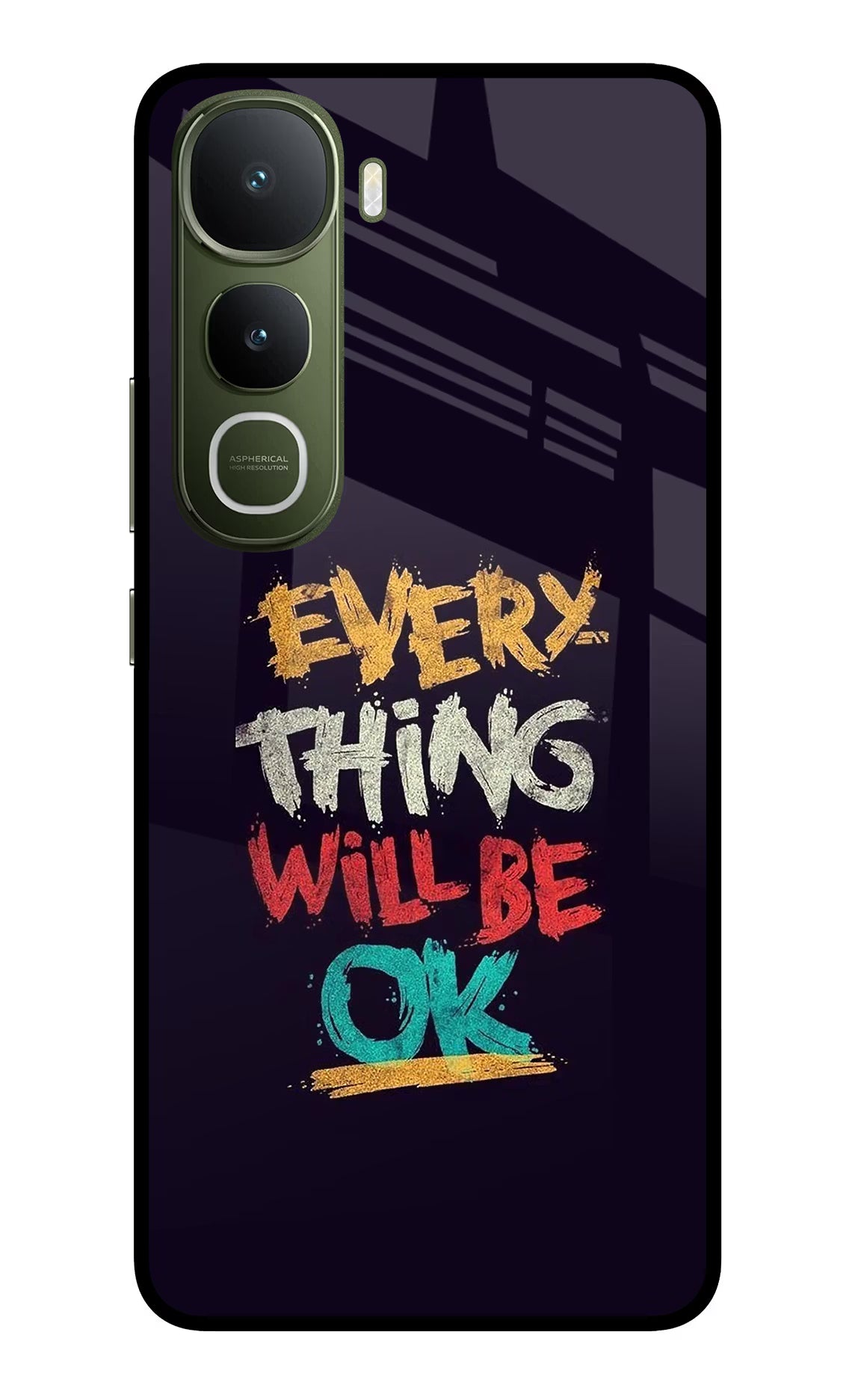 Everything Will Be Ok Vivo Y400 5G Glass Case Back Cover by Casekaro