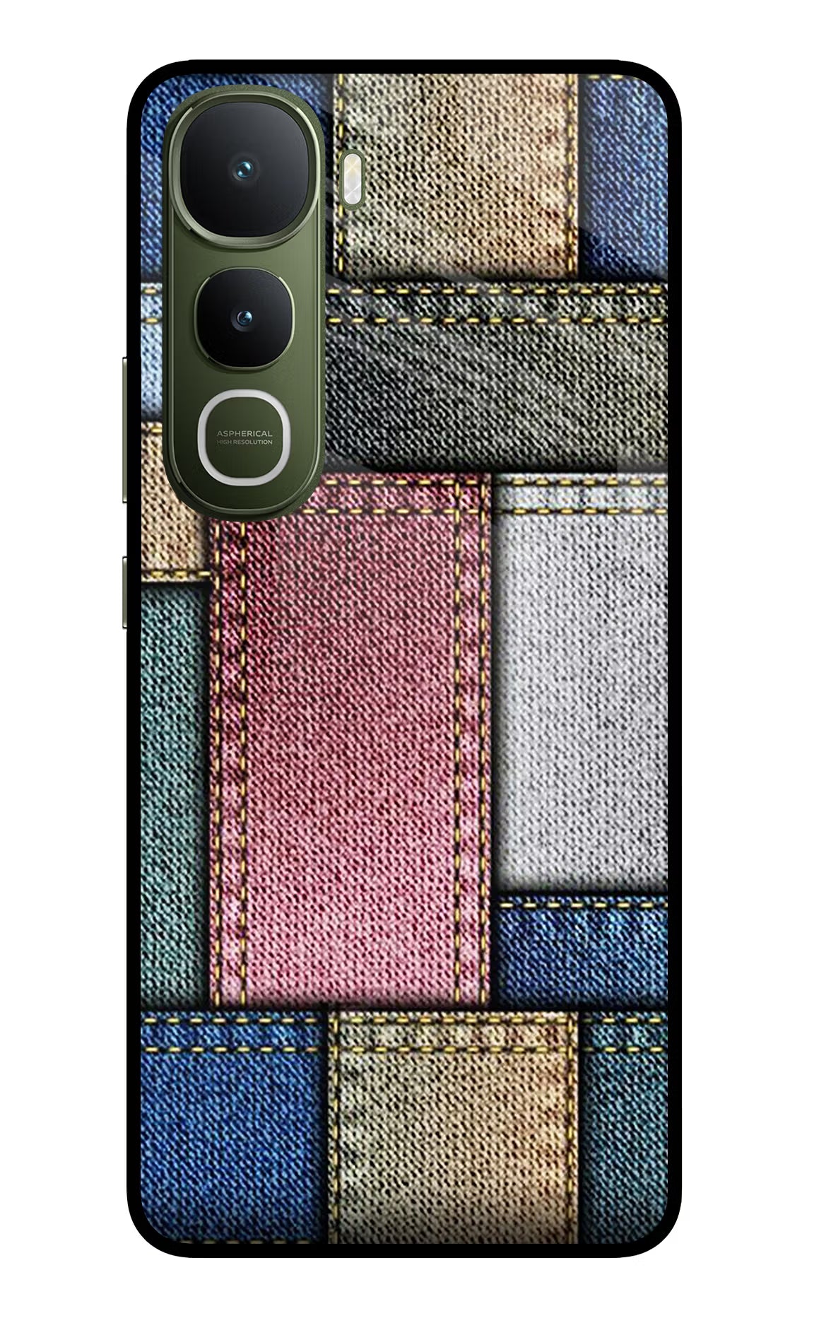Multicolor Jeans Vivo Y400 5G Glass Case Back Cover by Casekaro