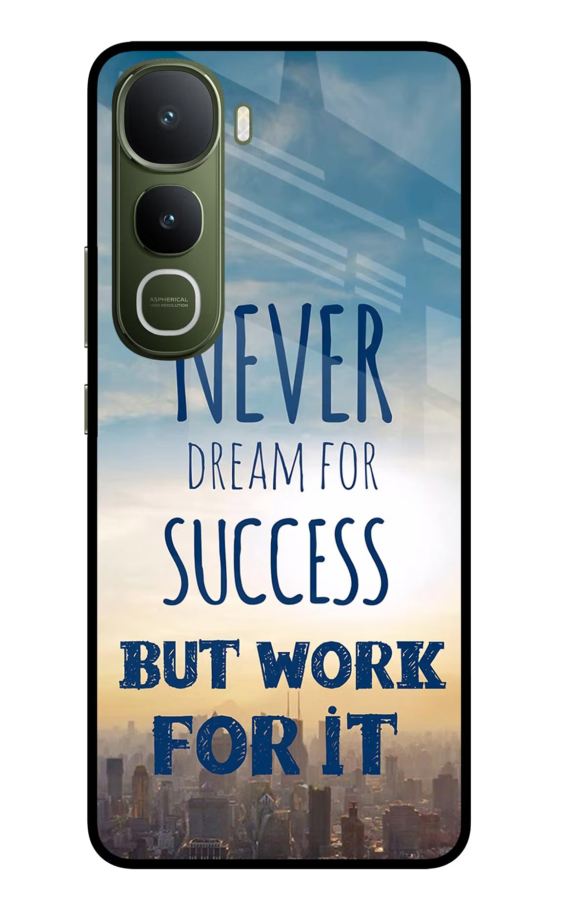 Never Dream For Success But Work For It Vivo Y400 5G Glass Case Back Cover by Casekaro