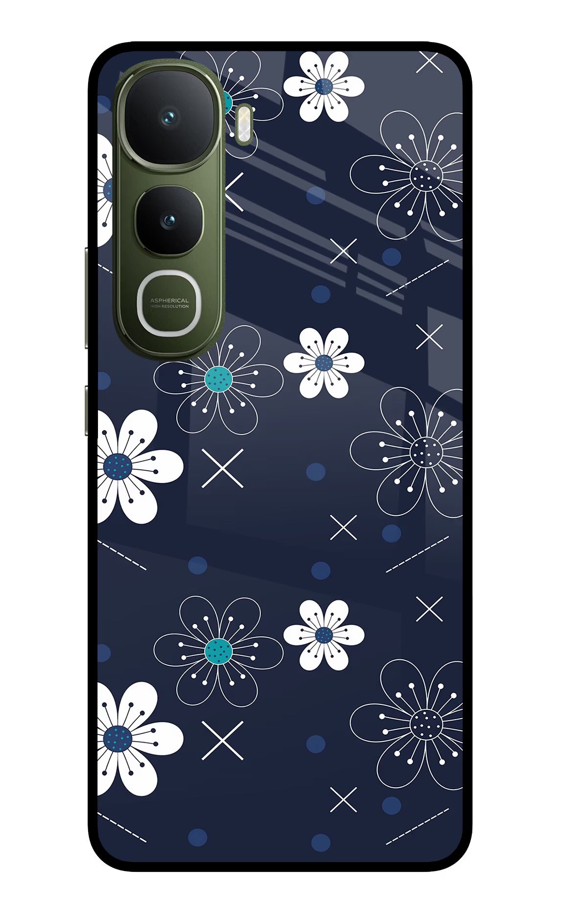 Flowers Vivo Y400 5G Glass Case Back Cover by Casekaro