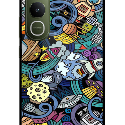 Space Abstract Vivo Y400 5G Glass Case Back Cover by Casekaro