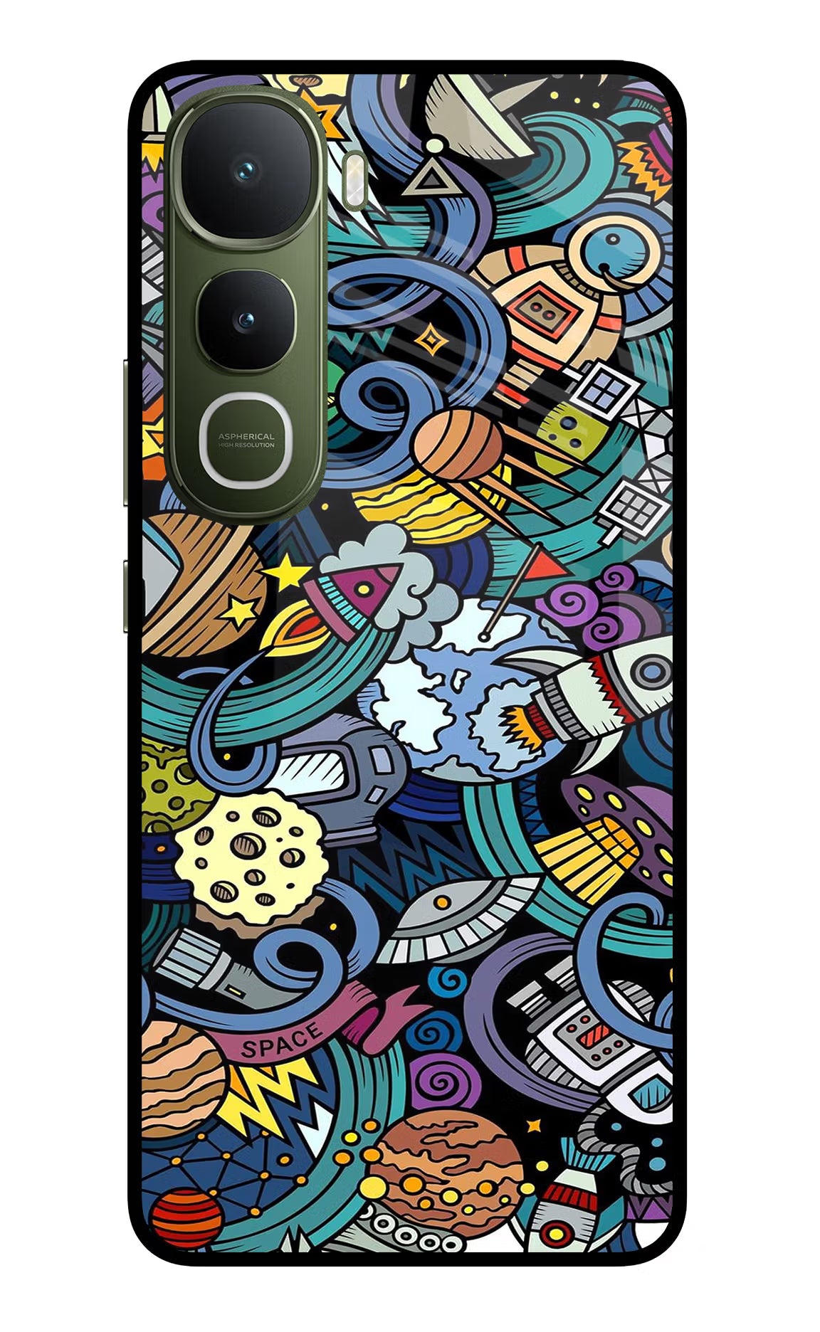 Space Abstract Vivo Y400 5G Glass Case Back Cover by Casekaro
